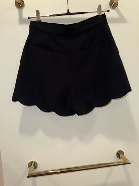 Aritzia Black High-Waist Scallop Hem Shorts